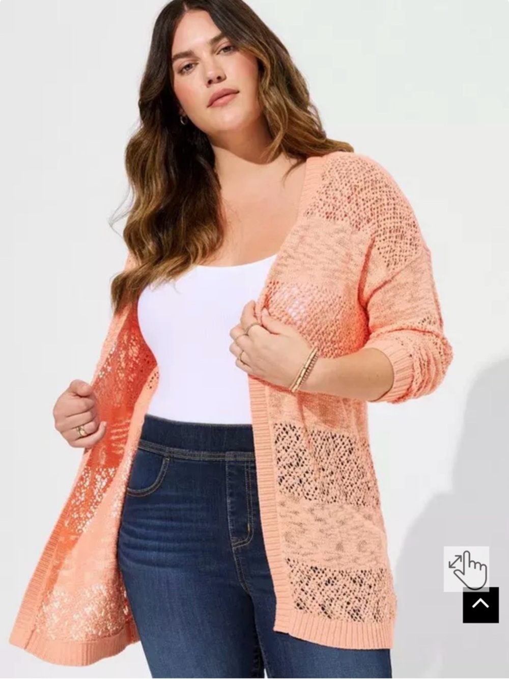 Torrid peach Open Stitch Cardigan Open Front Sweater 1X